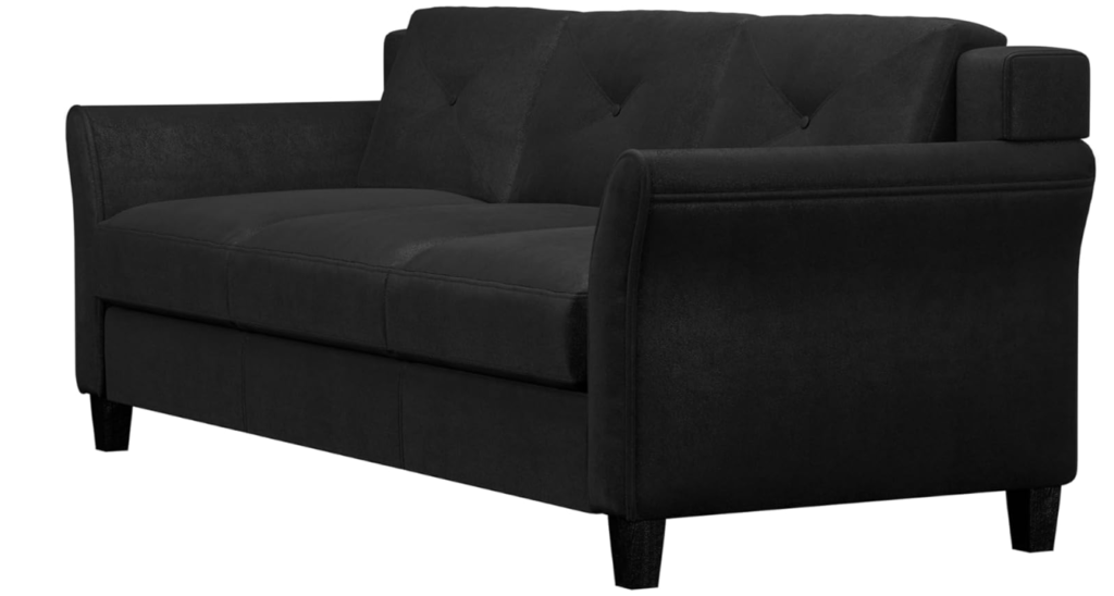 LifeStyle Solutions Harrington comforty sofa in black - 3-seater front view