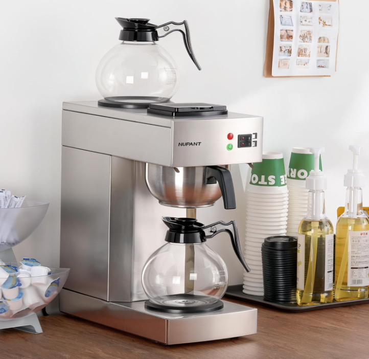 NUPANT 12-cup commercial coffee maker with two glass carafes