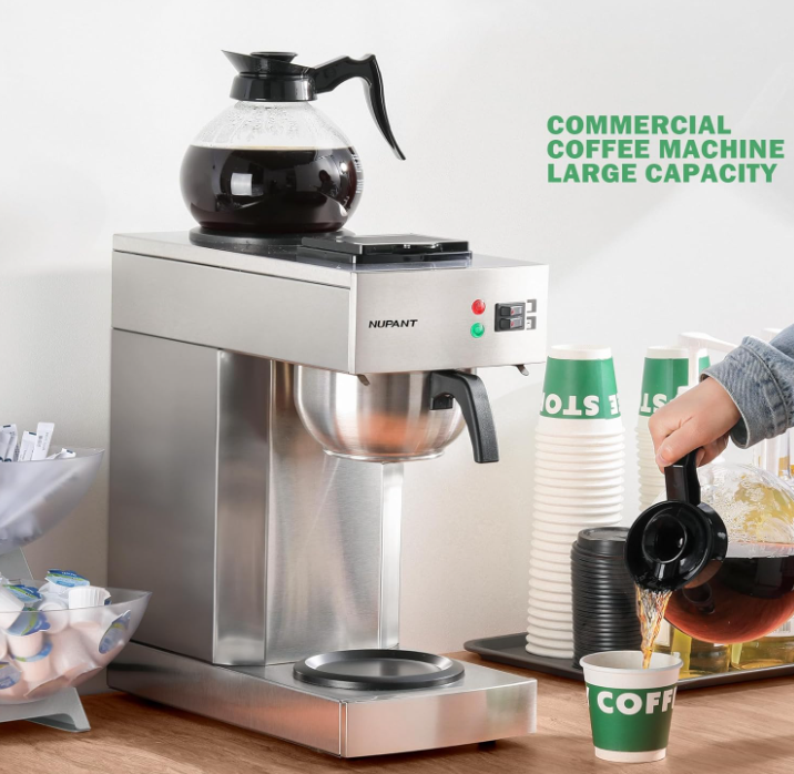 NUPANT coffee brewer setup in busy restaurant kitchen