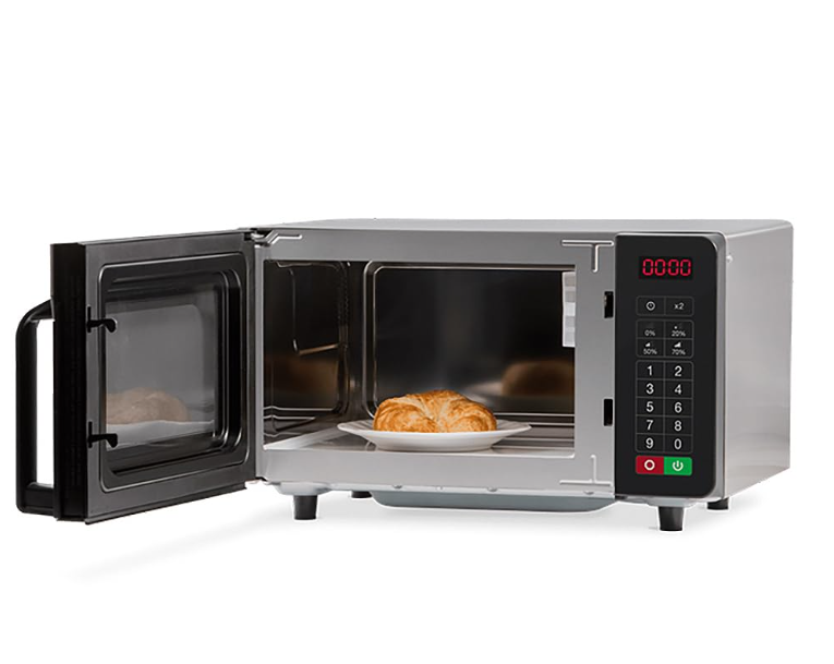  Customer review rating graphic for Amana RMS10TSA commercial countertop microwave oven showing five-star feedback
