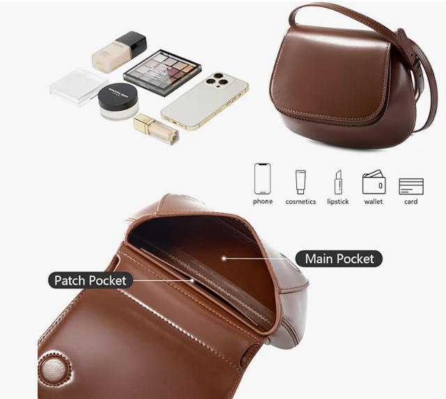 Adjustable strap on a leather crossbody mini bag