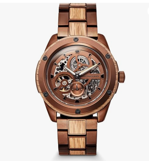  Original Grain Whiskey Espresso Rugged Automatic 44mm men's watch with espresso-plated steel and reclaimed bourbon barrel wood