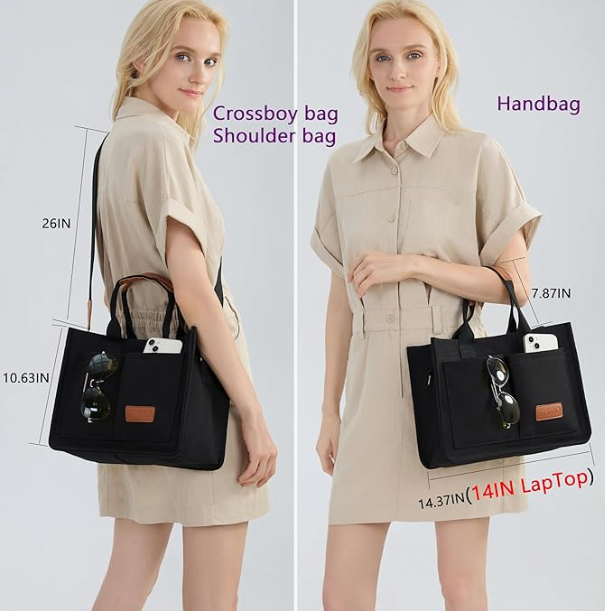 Canvas tote bag packed for travel with passport, sunglasses, and front pocket essentials