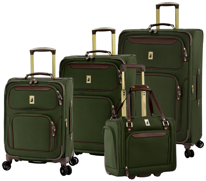  London Fog Nottingham 4-piece softside luggage set in olive chestnut color