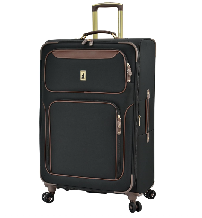  London Fog Cambridge expandable softside suitcase in olive houndstooth