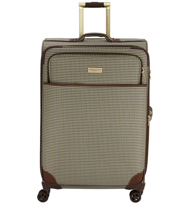  London Fog Nottingham 25 inch expandable spinner softside suitcase chestnut