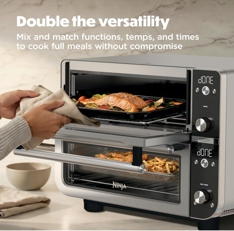 double oven countertop stainless steel air fryer combo