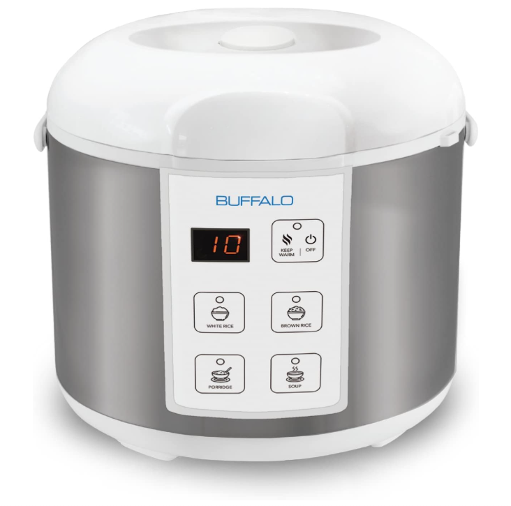  buffalo cookware rice cooker H 5-cup rice cooker white non-coating inner pot on kitchen counter