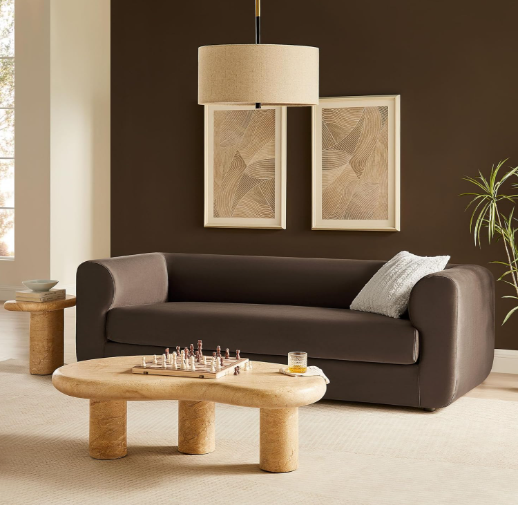 Modway Leif 89-inch velvet upholstered office sofa in taupe
