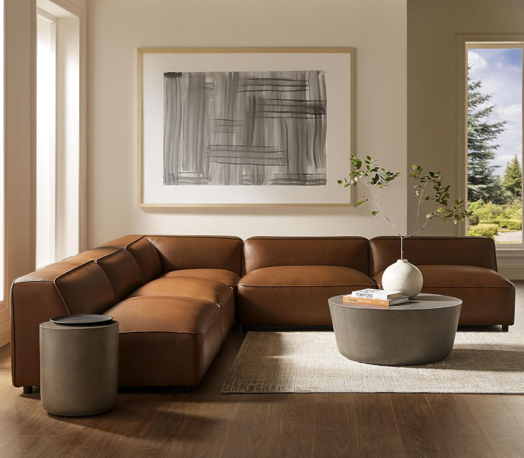 Modway Auren vegan leather armless modular office sofa in coffee brown