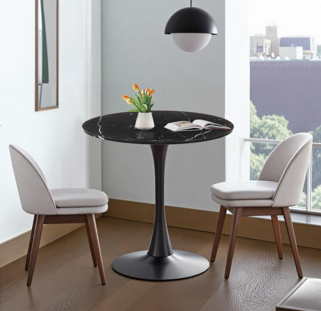 Elepbear Small Space Faux Marble Round Tulip Dining Table