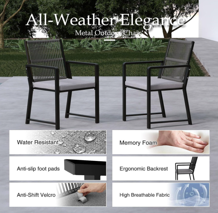 Homestyles Sanibel cast aluminum outdoor dining chair with armrest in black
