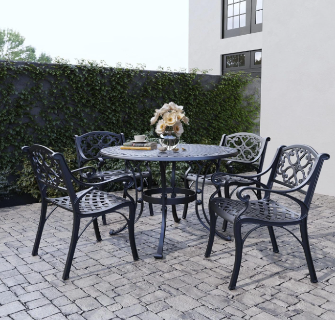 Withniture cast aluminum outdoor dining chair set for garden and backyard