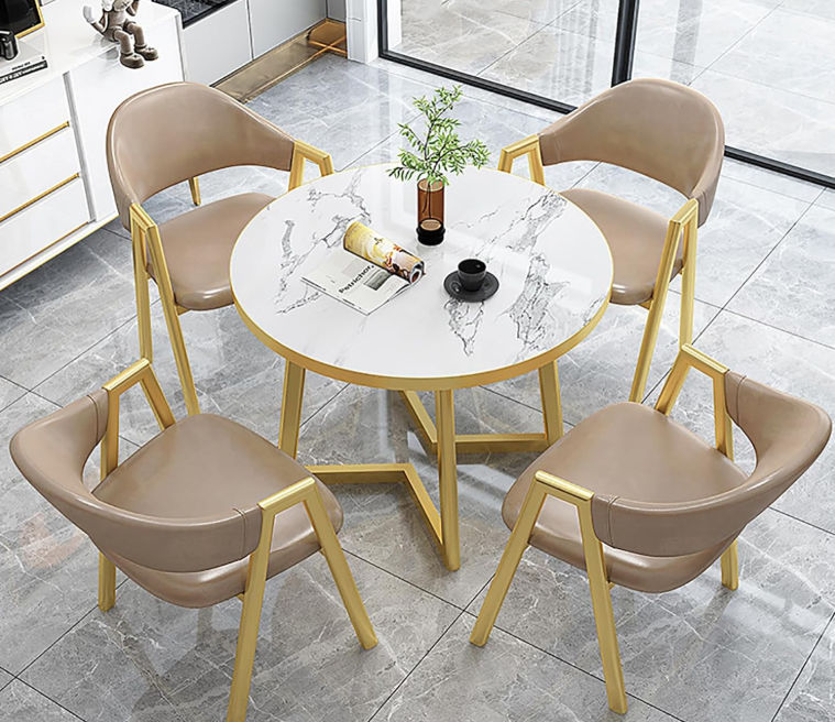 Modern Dining 5-Piece Marble Kitchen Table and Chairs Set